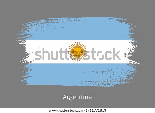 Argentina republic official flag in shape of\
paintbrush stroke. Argentinian national identity symbol for\
patriotic design. Grunge brush blot vector illustration. Argentina\
country nationality\
sign.