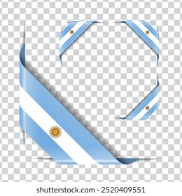 Argentina ribbon corner flag with shadow