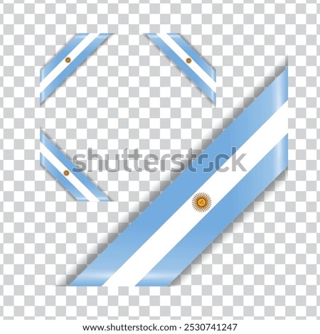 Argentina ribbon corner flag with shadow