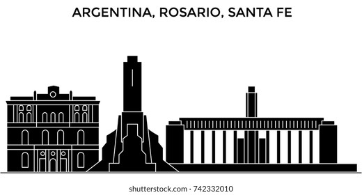 Argentina, Rosario (Santa Fe) architecture vector city skyline, travel cityscape with landmarks, buildings, isolated sights on background