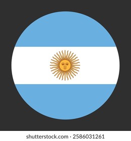 Argentina Round Country Flag. Circular Argentinian National Flag. Argentine Republic Circle Shape Button Banner. EPS Vector Illustration.