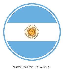 Argentina Round Country Flag. Circular Argentinian National Flag. Argentine Republic Circle Shape Button Banner. EPS Vector Illustration.