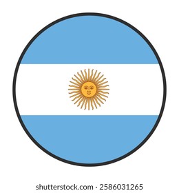 Argentina Round Country Flag. Circular Argentinian National Flag. Argentine Republic Circle Shape Button Banner. EPS Vector Illustration.