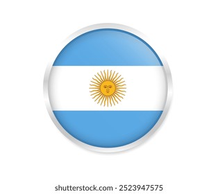 Argentina round flag icon. Round circle national flag of argentina. vector illustration