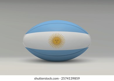 Argentina rugby ball featuring the national flag design on a gray background