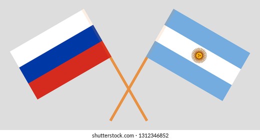 Argentina and Russia. The Argentinean and Russian flags. Official colors. Correct proportion. Vector illustration