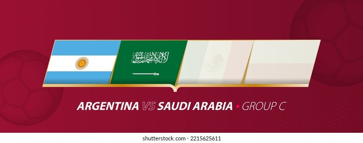 Argentina - Saudi Arabia football match illustration in group A. Vector flags.