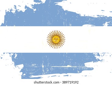 Argentina scratched Flag. An argentinian flag with a grunge texture