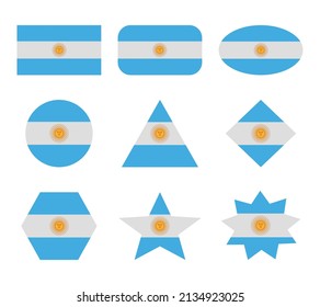 argentinische Gruppe von Flaggen mit geometrischen Formen