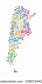 Argentina, shape of the country build of colored cells. Digital style map of the Argentina on white background. Small size circle blocks. Artistic vector illustration.