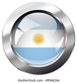 Argentina shiny button flag vector illustration. Isolated abstract object against white background.