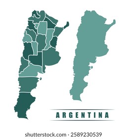 Argentina simple flat political map with states border