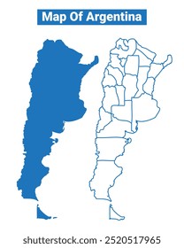 Argentina simple vector map and outline style illustration set