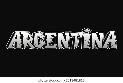 Argentina - letras de una sola palabra, estilo graffiti. Logotipo dibujado a mano de Vector. Camiseta divertida de la impresión del estilo del graffiti de la moda, Argentina, concepto del cartel