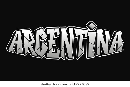 Argentina - letras de una sola palabra, estilo graffiti. Logotipo dibujado a mano de Vector. Camiseta divertida de la impresión del estilo del graffiti de la moda, Argentina, concepto del cartel