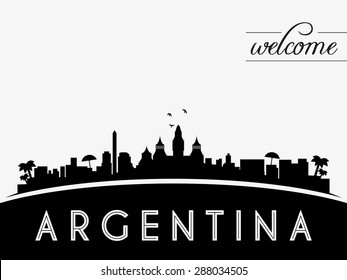  Argentina skyline silhouette black vector design on white background.