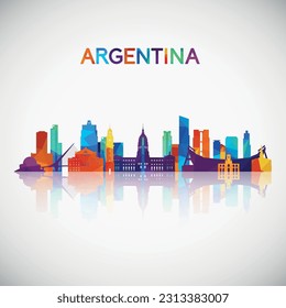 La silueta de la silueta del horizonte argentino con un estilo geométrico colorido. Símbolo de tu diseño. Ilustración vectorial.