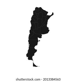 Argentina soft black map with white detail isolated white background, eps 10