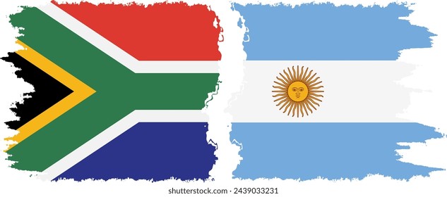 Argentina and South Africa grunge flags connection, vector