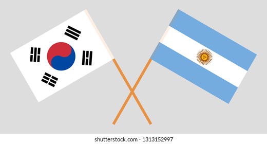 Argentina and South Korea. The Argentinean and Korean flags. Official colors. Correct proportion. Vector illustration