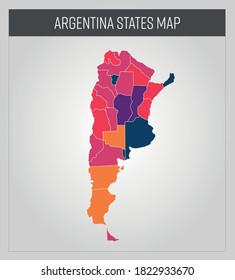 argentina state map, bunter map in vektorgrafik