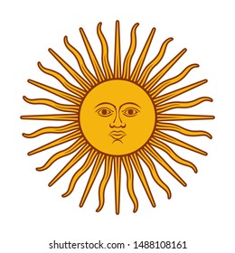 Argentina Sun Flag Vector, Sun Symbol From Argentina Flag Flat Icon