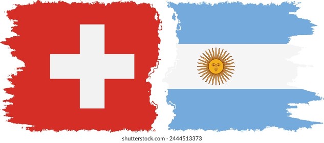 Argentina and Switzerland grunge flags connection, vector