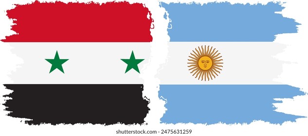 Argentina and Syria grunge flags connection, vector