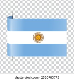 Argentina tag, bookmark national flag with shadow