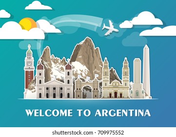 Argentina travel background Landmark Global Travel And Journey Infographic Vector Design Template. illustration.