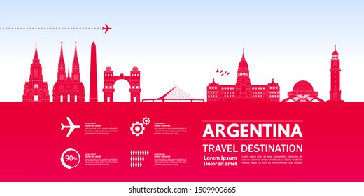 Argentina travel destination grand vector illustration.