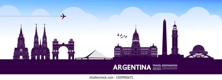 Argentina travel destination grand vector illustration.