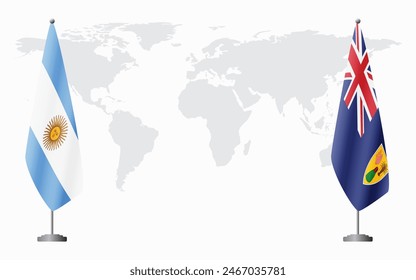 Argentina and Turks and Caicos flags for official meeting against background of world map.