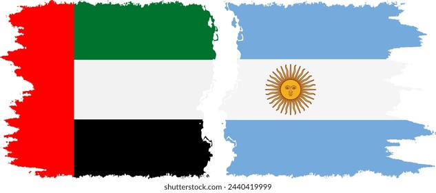 Argentina and United Arab Emirates grunge flags connection, vector