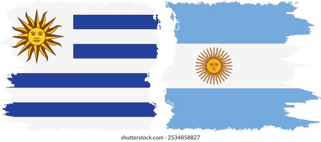 Argentina y Uruguay, conexión de banderas grunge, Vector