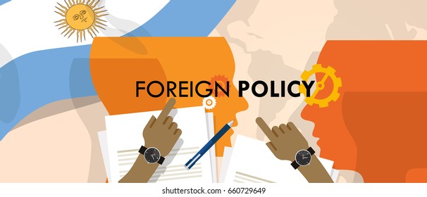 Argentina US Foreign Policy Diplomacy International Relations Between Country In The World Concept Vector