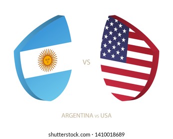 Argentina v USA, icon for rugby tournament. Rugby vector icon.