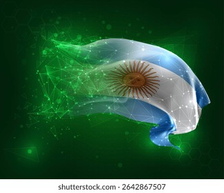 Argentina, vetor 3d bandeira no fundo verde e números