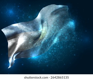 Argentina, vector 3d flag virtual triangular polygons on a blue background