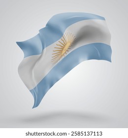 Argentina, vector 3d flag with waves on a white background