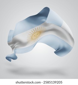 Argentina, vector 3d flag with waves on a white background