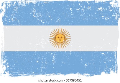 Argentina vector grunge flag isolated on white background.