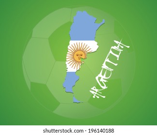 ARGENTINA vector illustration, map with soccer ball