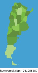 Argentinische Vektorkarte im Grünen mit Regionen