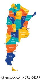 
Argentina vector map. High detailed illustration with borders and cities