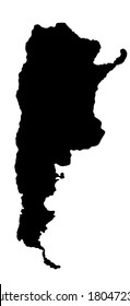 Argentina vector map silhouette illustration isolated on white background. Argentina map. Southern America state symbol. 