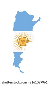 Argentina vector map silhouette illustration isolated on white background. Argentina flag map. Southern America state symbol. 