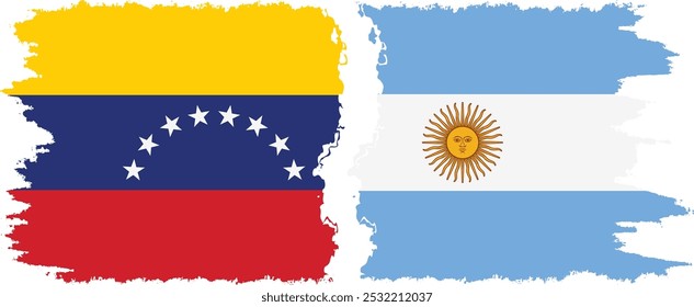 Argentina and Venezuela grunge flags connection, vector