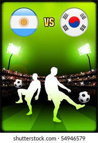 Argentina versus South Korea on Stadium Event Background Original Illustration