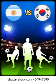 Argentina versus South Korea on Stadium Event Background Original Illustration